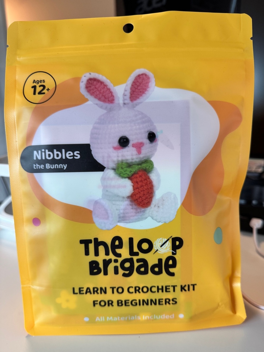 Nibbles the Bunny Crochet Kit - Yellow Packaging